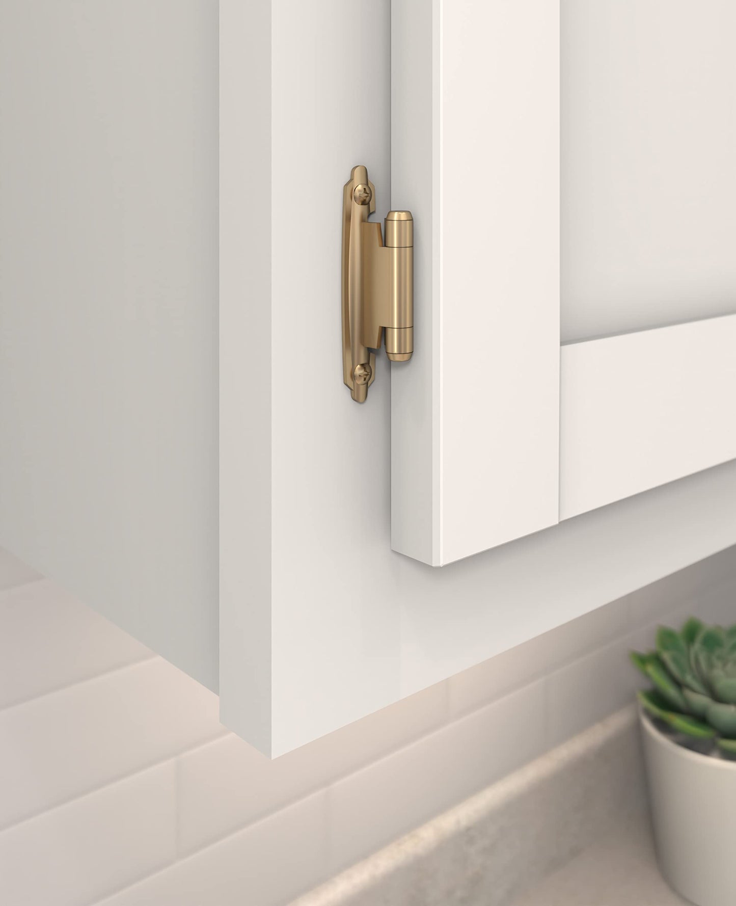 Amerock BPR3429CZ | Cabinet Hinge | Variable Overlay Self Closing Face Mount | Champagne Bronze | Kitchen Cabinet Door | 1 Pair/2 Pack | Functional Hardware