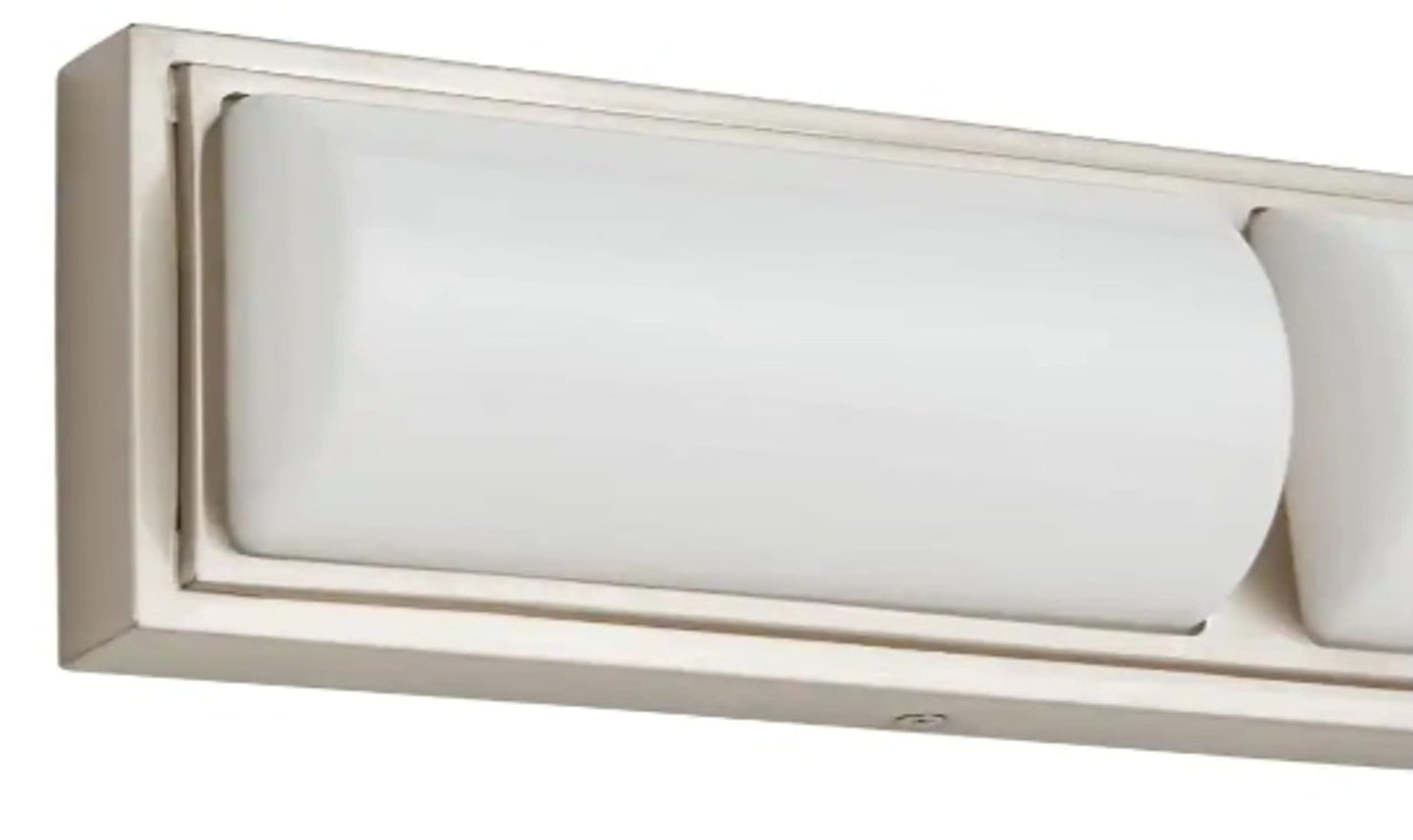 Home Decorators Bingham 24.02 in. 1-Light Brushed Nickel Integrated LED Bathroom Vanity Light Bar with Frosted Acrylic Shade