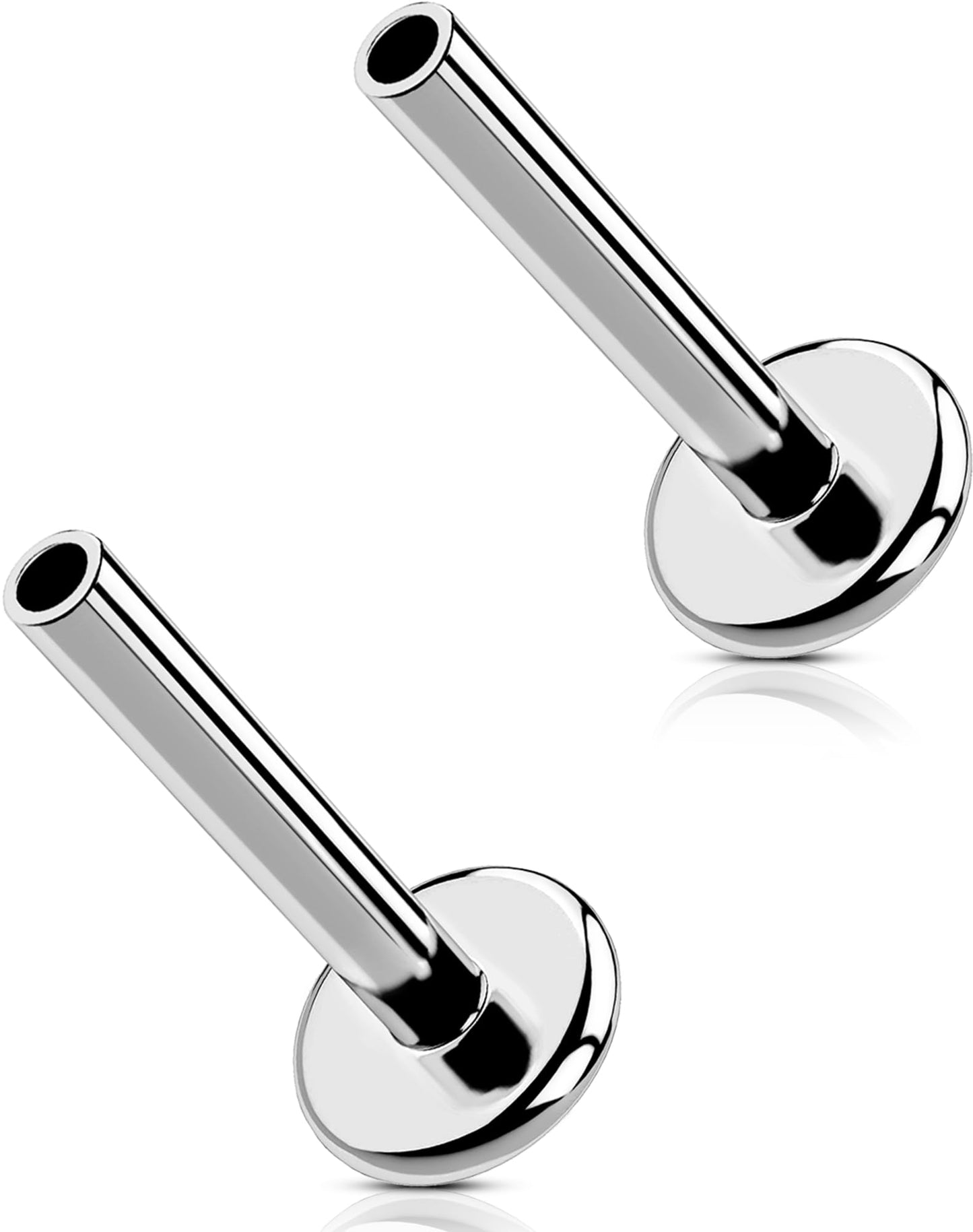 MS CUTE 2Pcs Tragus Piercing Jewelry, Threadless G23 Solid Titanium 16G Replacement Post Bar of Flat Back Earrings in Helix Cartilage Tragus Earrings for Women Men-Silver 8MM