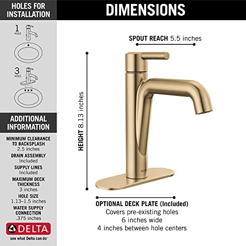 Delta 15849Lf Nicoli 1.2 GPM Single Hole Bathroom Faucet - Bronze