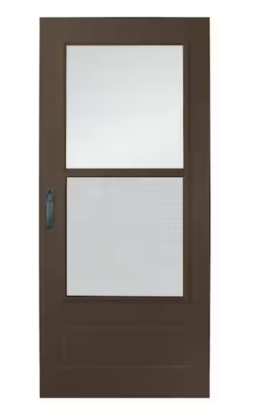 Andersen Bronze Aluminum Storm Door, 32x80 inches, Universal 3/4 Light, Mid-View, Black Handle Set, Andersen 200 Series