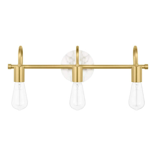 PARTS - MISSING GLASS SHADES Hensley 21 in. 3-Light Gold and Faux Marble Bathroom Vanity Light Fixture