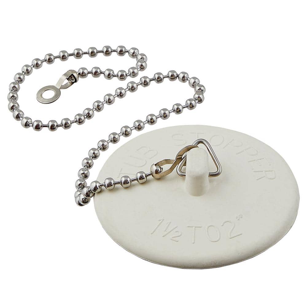 1-1/2 in. to 2 in. Sink Stopper with Chain in White