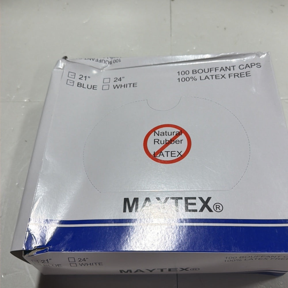 Maytex Bouffant Caps 21" Blue 100 Count