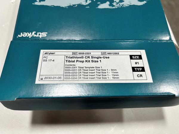 Stryker Triathlon CR Single-Use Tibial Prep Kit Size 1, 5555-2301, 5555-0201, 5555-0202, 5555-0203, 5555-0204