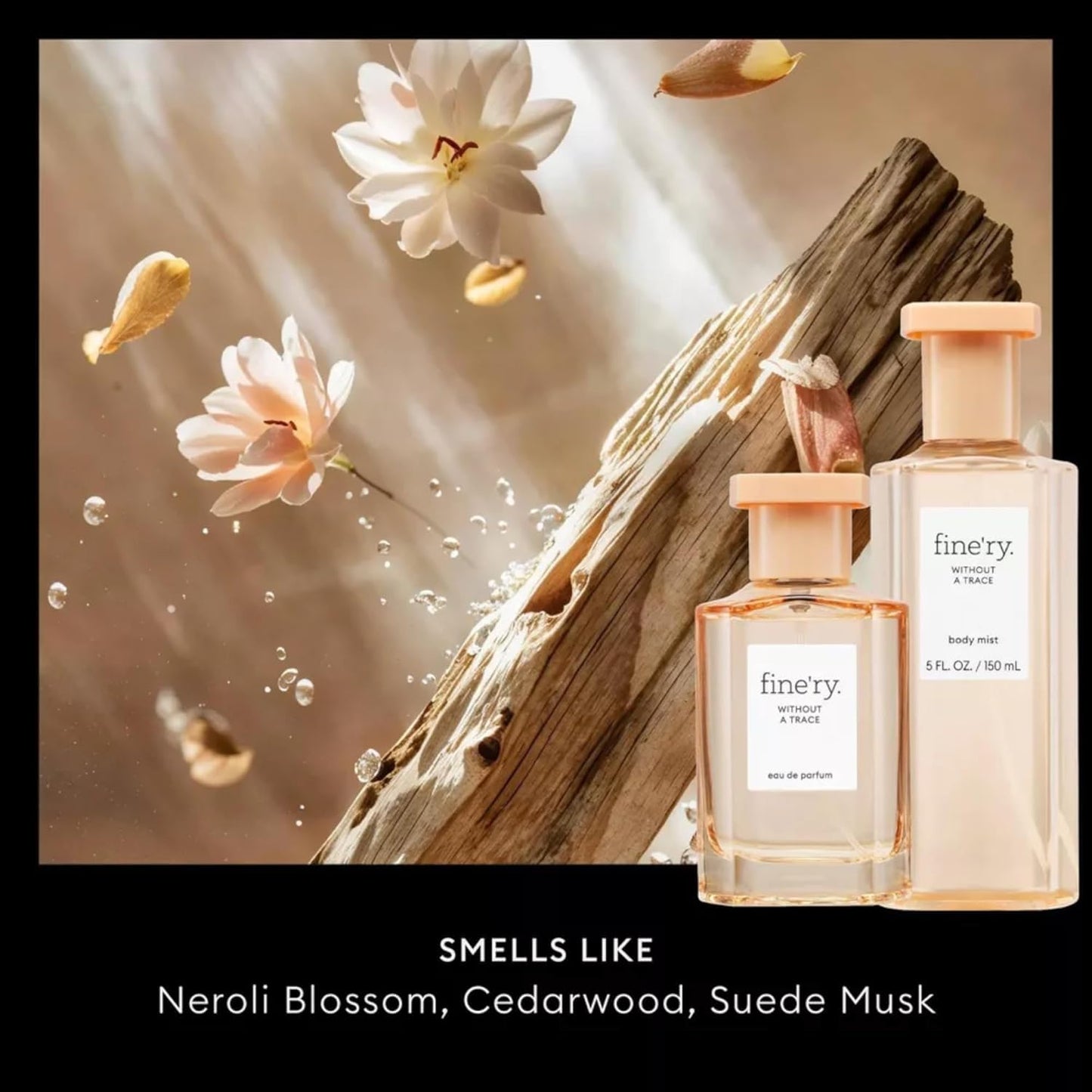 Fine'ry Floral Skin Musk Eau de Parfum - Without a Trace Long-Lasting Perfume for Women - Orange Neroli Blossom, Cedarwood & Suede Musk - Full Size Hair & Body Fragrance Gift for Her (60mL)