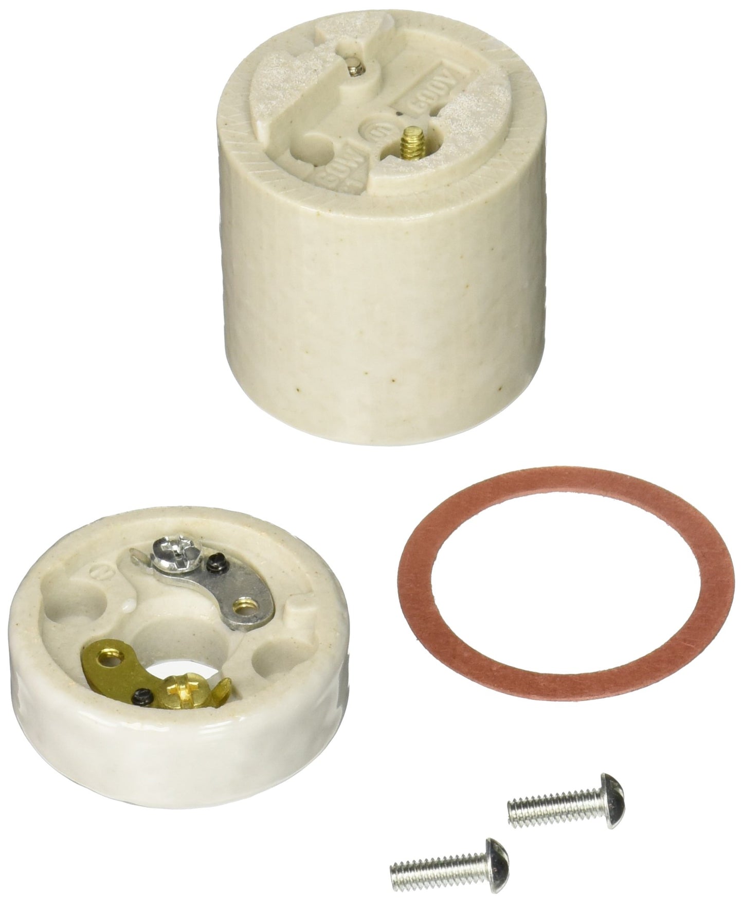 Leviton 30 Incandescent Lampholder, Medium Base, Two Piece Porcelain; 660W-600V; Keyless; with Two 8-32 By 1/2 Inch Long Mounting Screws.