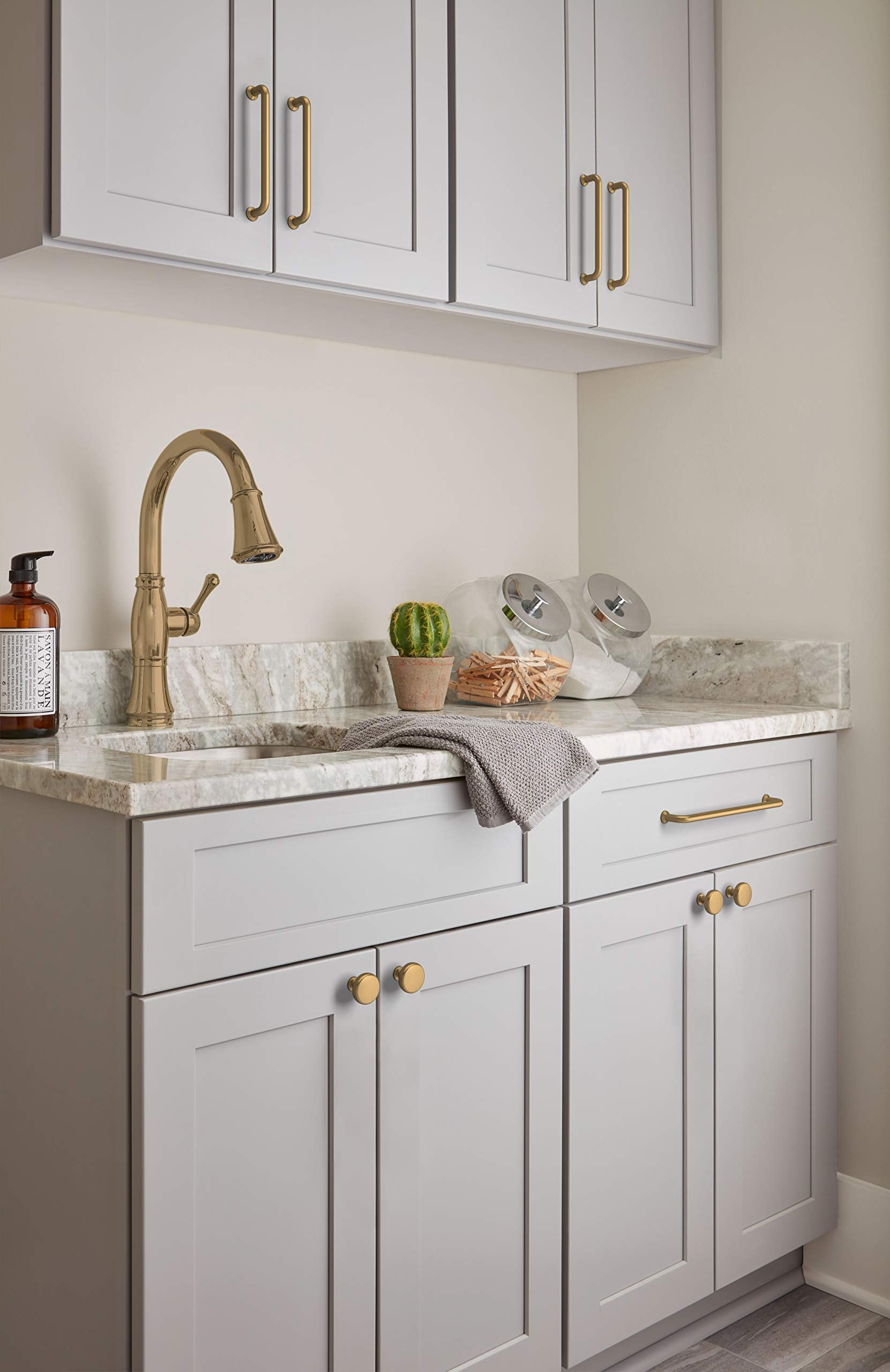Amerock | Cabinet Pull | Champagne Bronze | 5-1/16 inch (128 mm) Center-to-Center | Factor | 1 Pack | Drawer Pull | Cabinet Handle | Cabinet Hardware