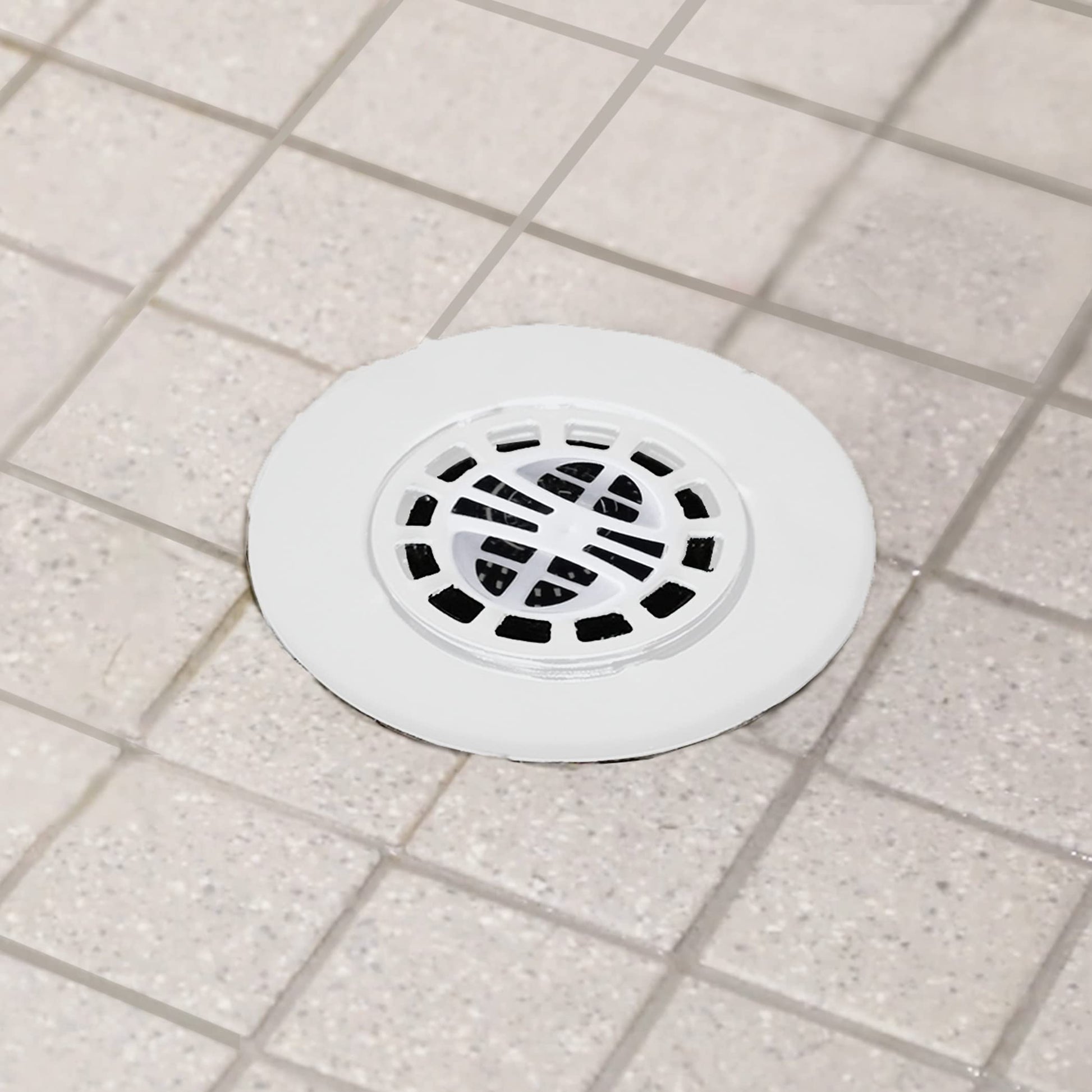 Danco Snap-in Shower Drain Cover with in-Drain Hair Catcher, 4-1/4" Round, White Strainer, (10533)