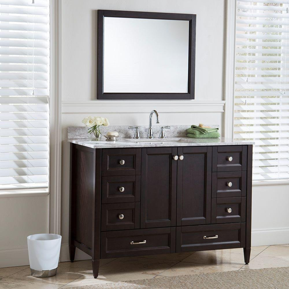 Home Decorators Collection 49 in. W x 22 in. D Ceramic White Rectangular Single Sink Vanity Top in Winter Mist SERST49-WM