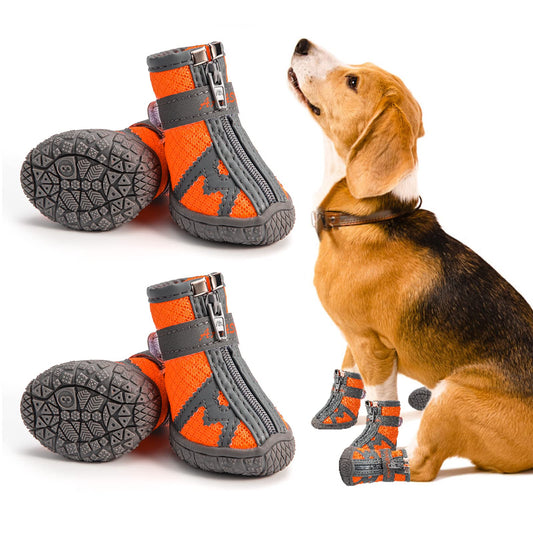 MUSIMC Dog Shoes for Small Medium Dogs Waterproof Puppy Dog Boots with Safety Reflective Dog Paw Protectors for Winter Hot Pavement Rainy Day with Anti Slip Rubber Sole (Z-Green, Size 5)