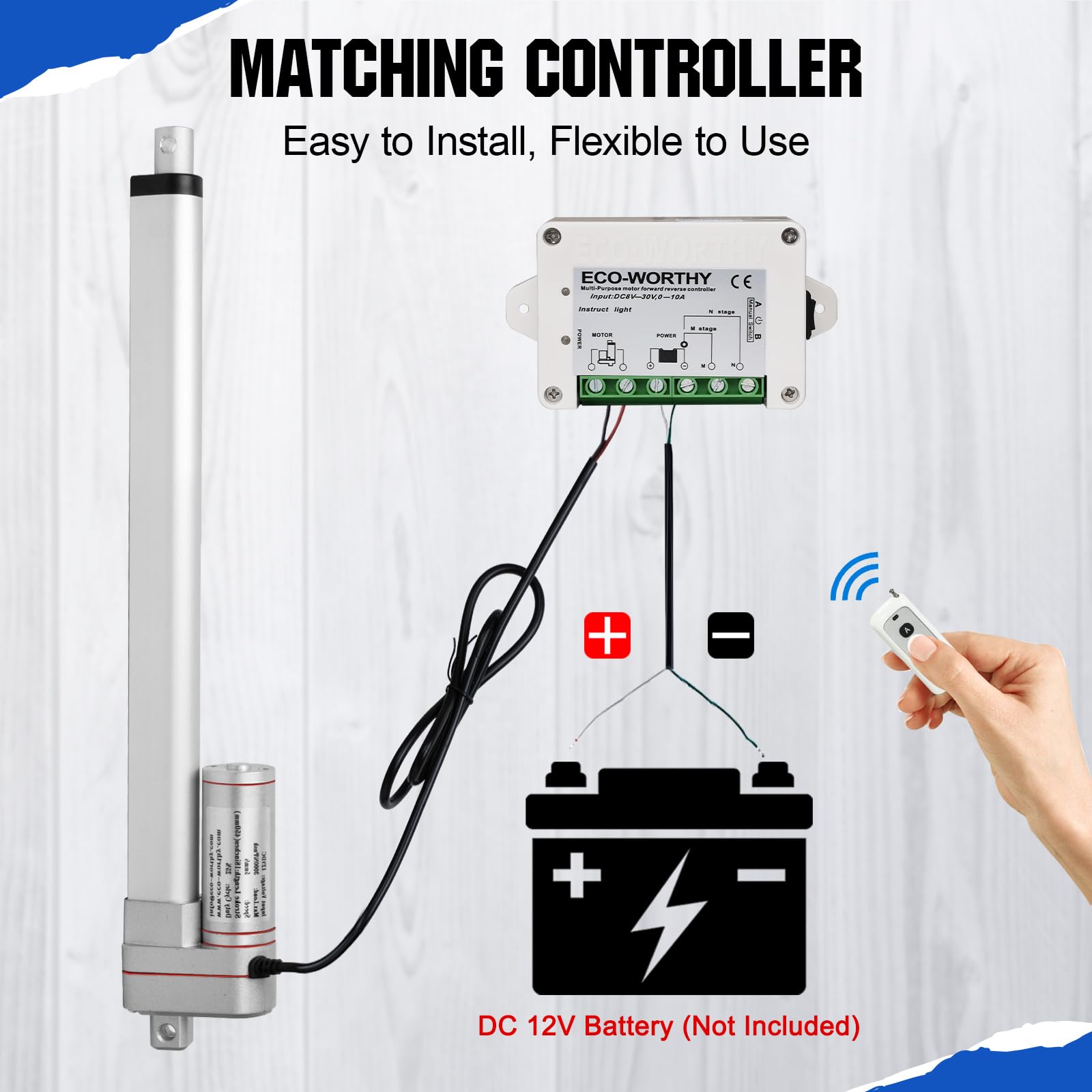 ECO-WORTHY Linear Actuator Heavy Duty 3000N/660lbs with Mounting Brackets Multi-Function (12V, 18")