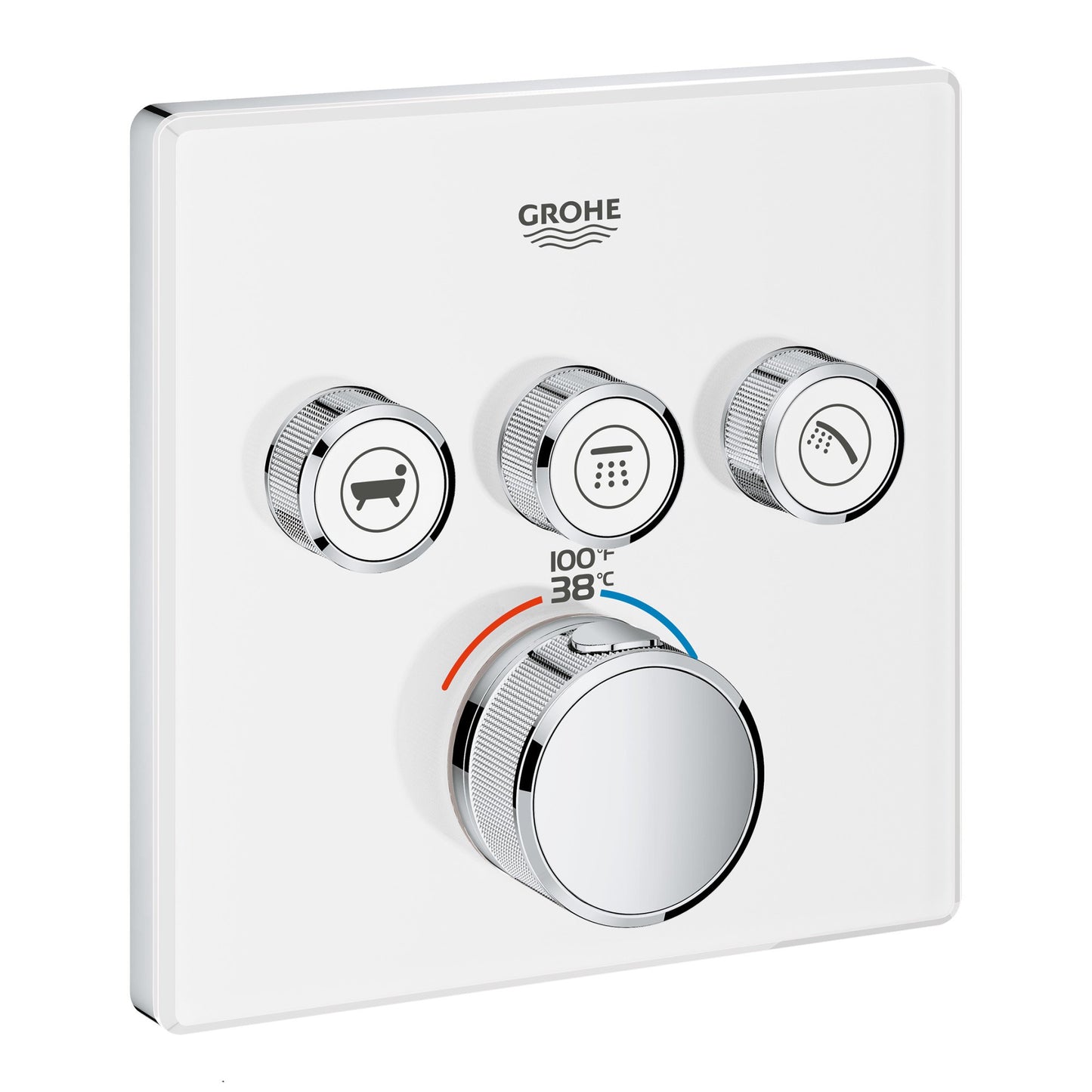 Grohe 29165LS0 Grohtherm Smart Triple Function Thermostatic Trim With Control Module, Without SmartBox, Moon White