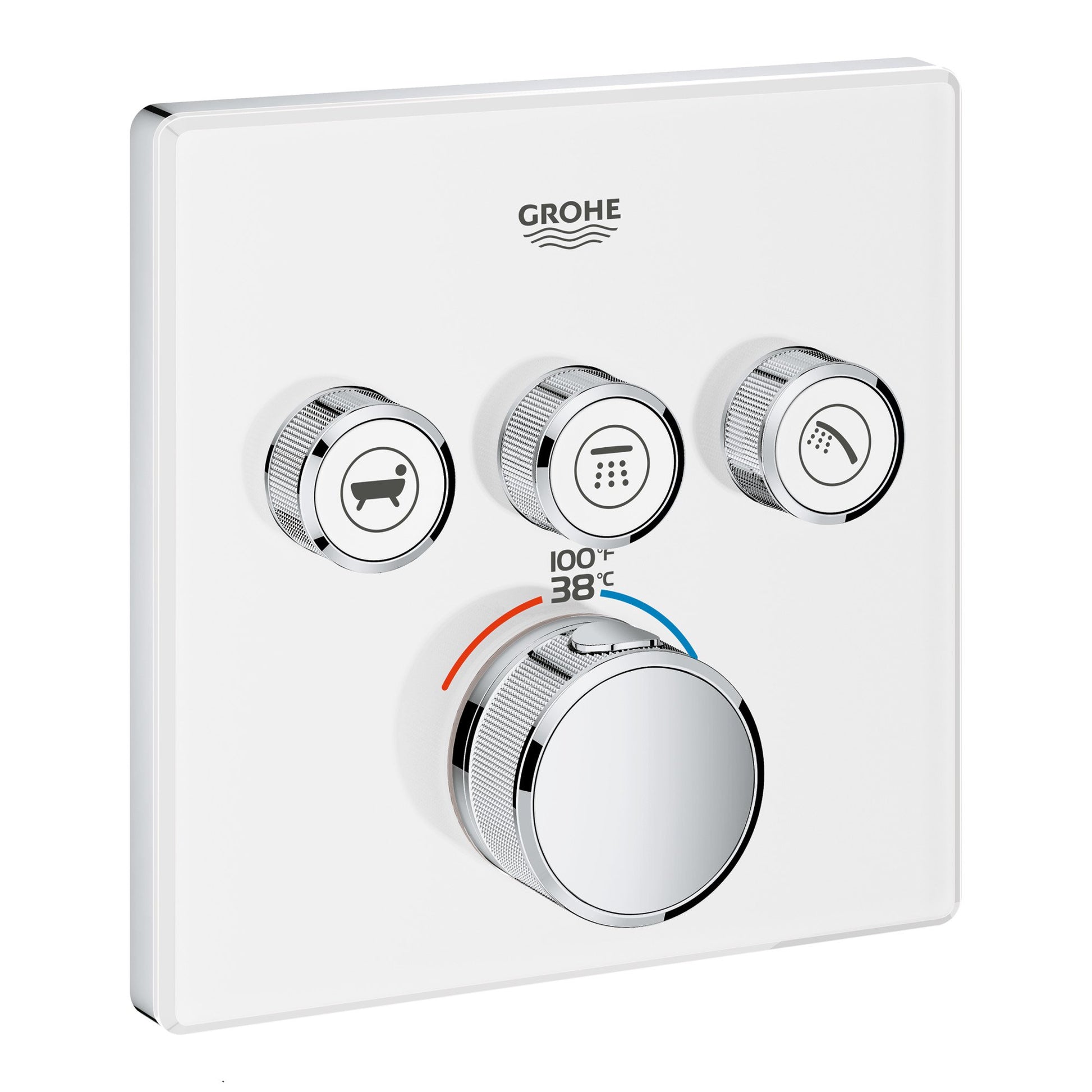 Grohe 29165LS0 Grohtherm Smart Triple Function Thermostatic Trim With Control Module, Without SmartBox, Moon White