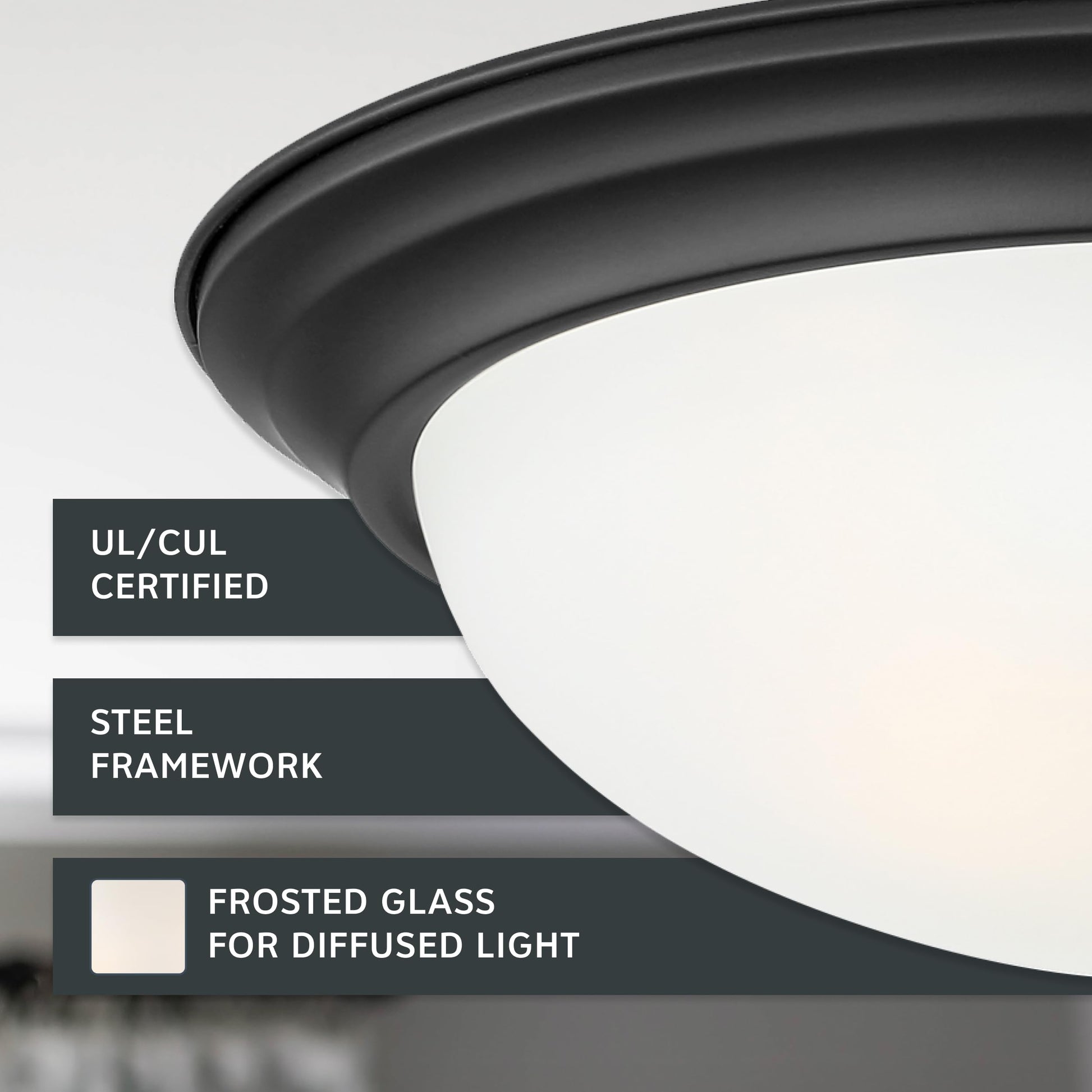 DESIGNERS FOUNTAIN Reedley 2-Lights Flush Mount Ceiling Light, 13 Inch Lighting Fixture for Kitchen, Bedroom, Bathroom, and Hallway, Matte Black with Etched Glass, 1257M-MB-W
