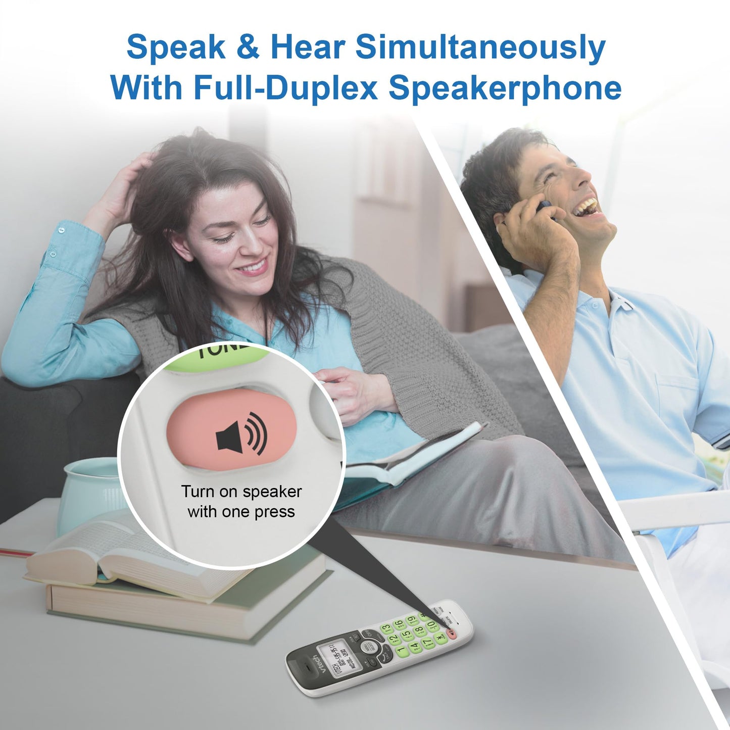 VTech Cordless Phone with DECT 6.0, Full-Duplex Speakerphone, Lighted Display, Backlit Keypad, Caller ID/Call Waiting, Volume Control, Hearing Aid Compatible, Wall Mount | VG131 (White)
