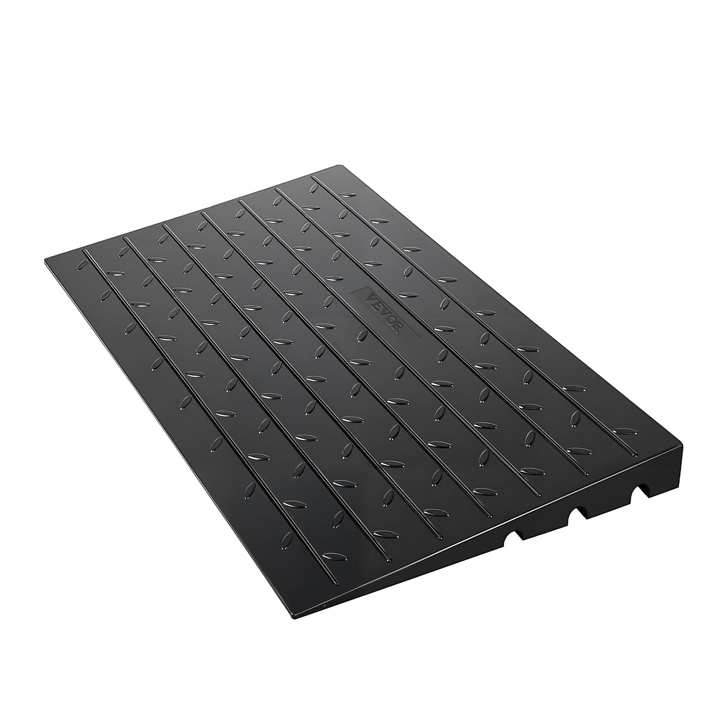 VEVOR 3" Rise Rubber Threshold Ramp, 3 Channels Cord Cover Door Ramp, No-Slip Surface, 2200 Lbs Load Capacity Rubber Ramp for for Home Doorways Driveways Curb Home Steps, 41.8" L x 24" W x 3" H, 53lbs