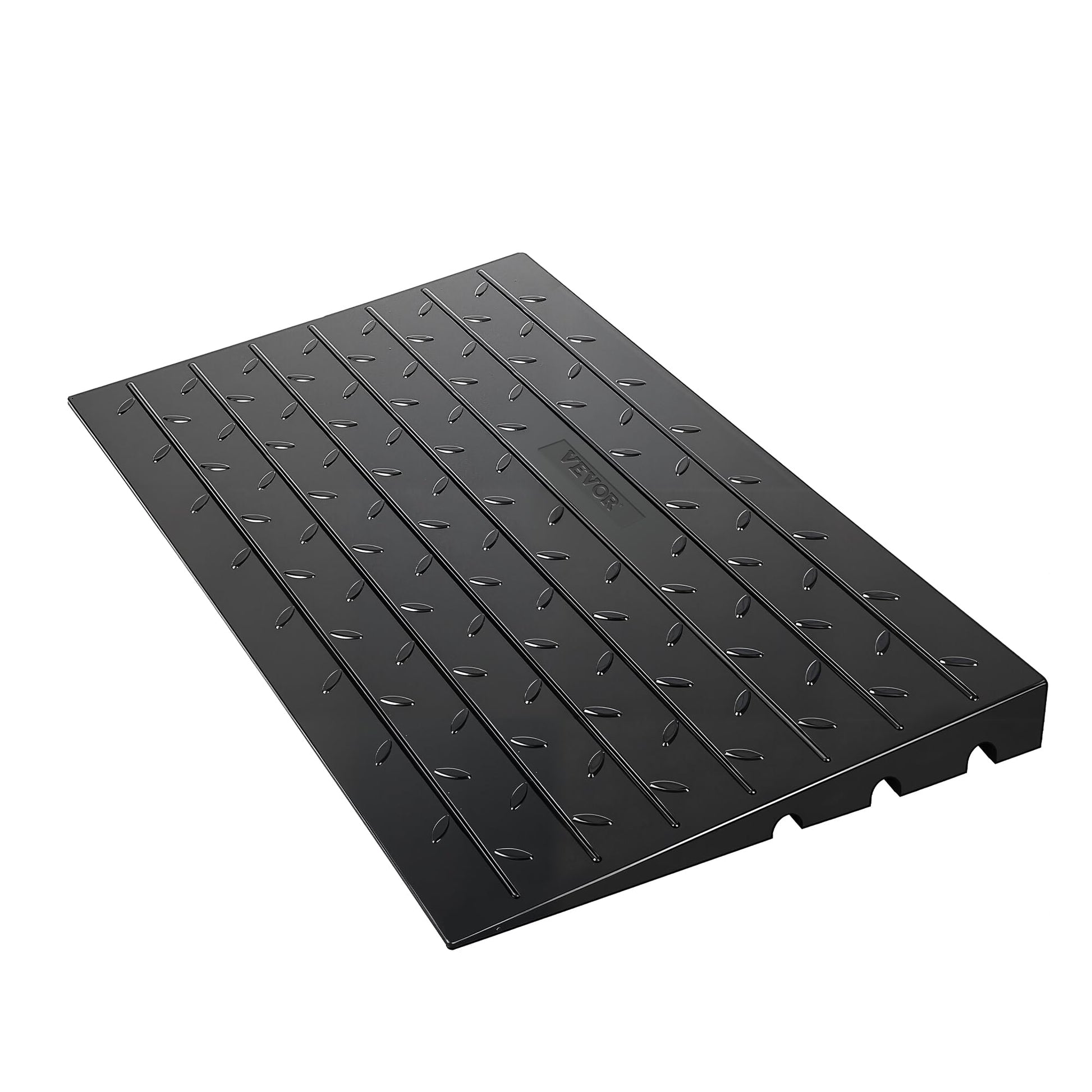 VEVOR 3" Rise Rubber Threshold Ramp, 3 Channels Cord Cover Door Ramp, No-Slip Surface, 2200 Lbs Load Capacity Rubber Ramp for for Home Doorways Driveways Curb Home Steps, 41.8" L x 24" W x 3" H, 53lbs