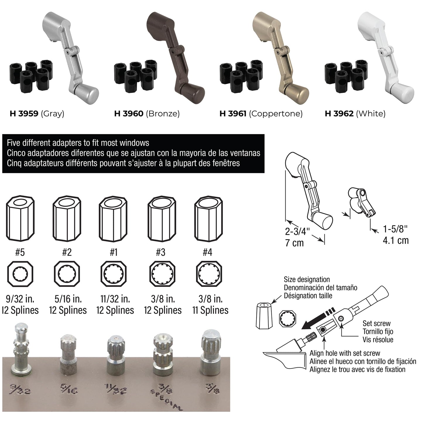 Prime-Line H 3960 Casement Folding Crank Handle, 2-3/4 In. Width, Die Cast Zinc, Bronze Finish (Single Pack)