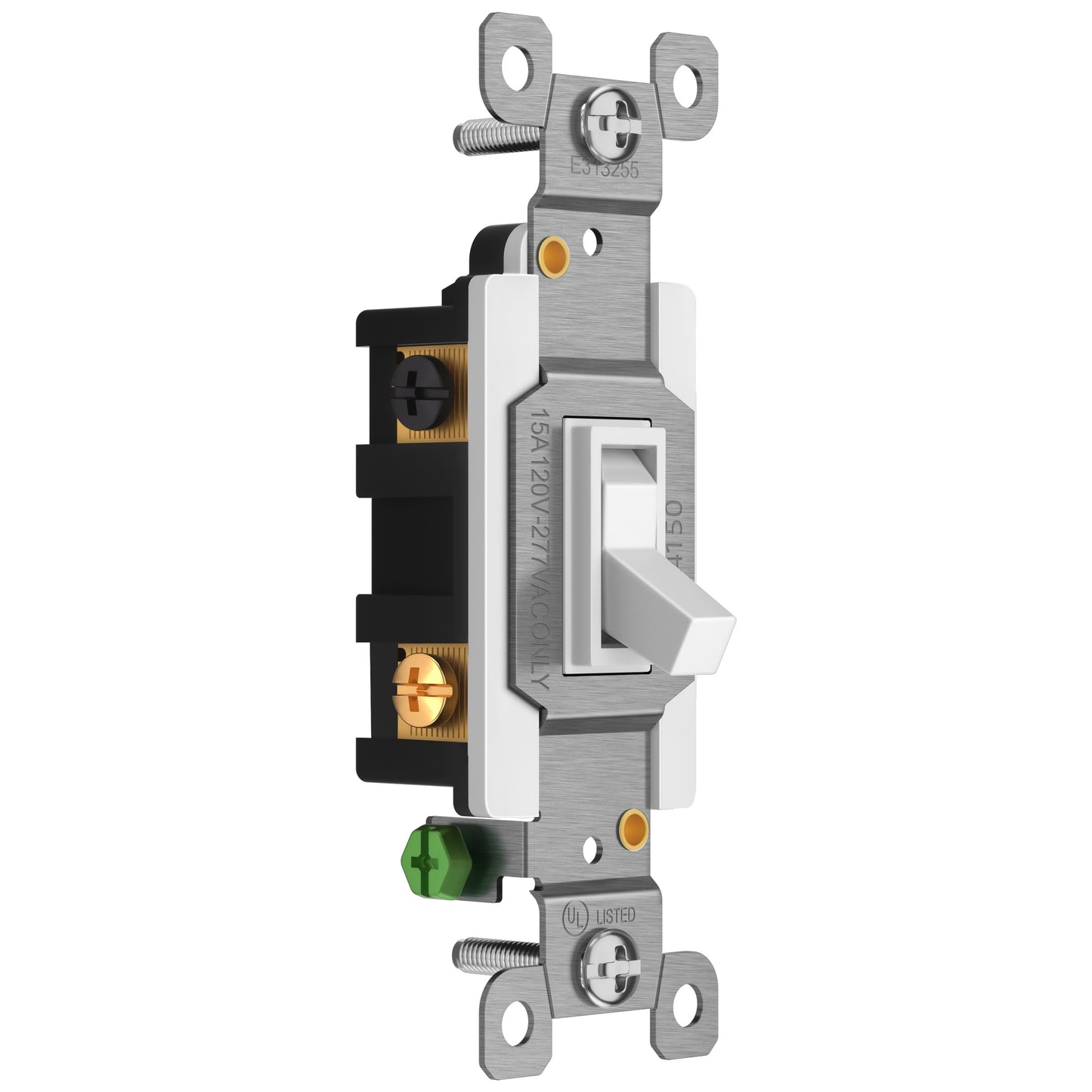 ENERLITES 4-Way Toggle Light Switch, Four Way, Side Wiring, Copper Wire Only, Grounding Screw, Residential Grade, 15A 125VAC 60Hz,UL Listed, 84150-W, White