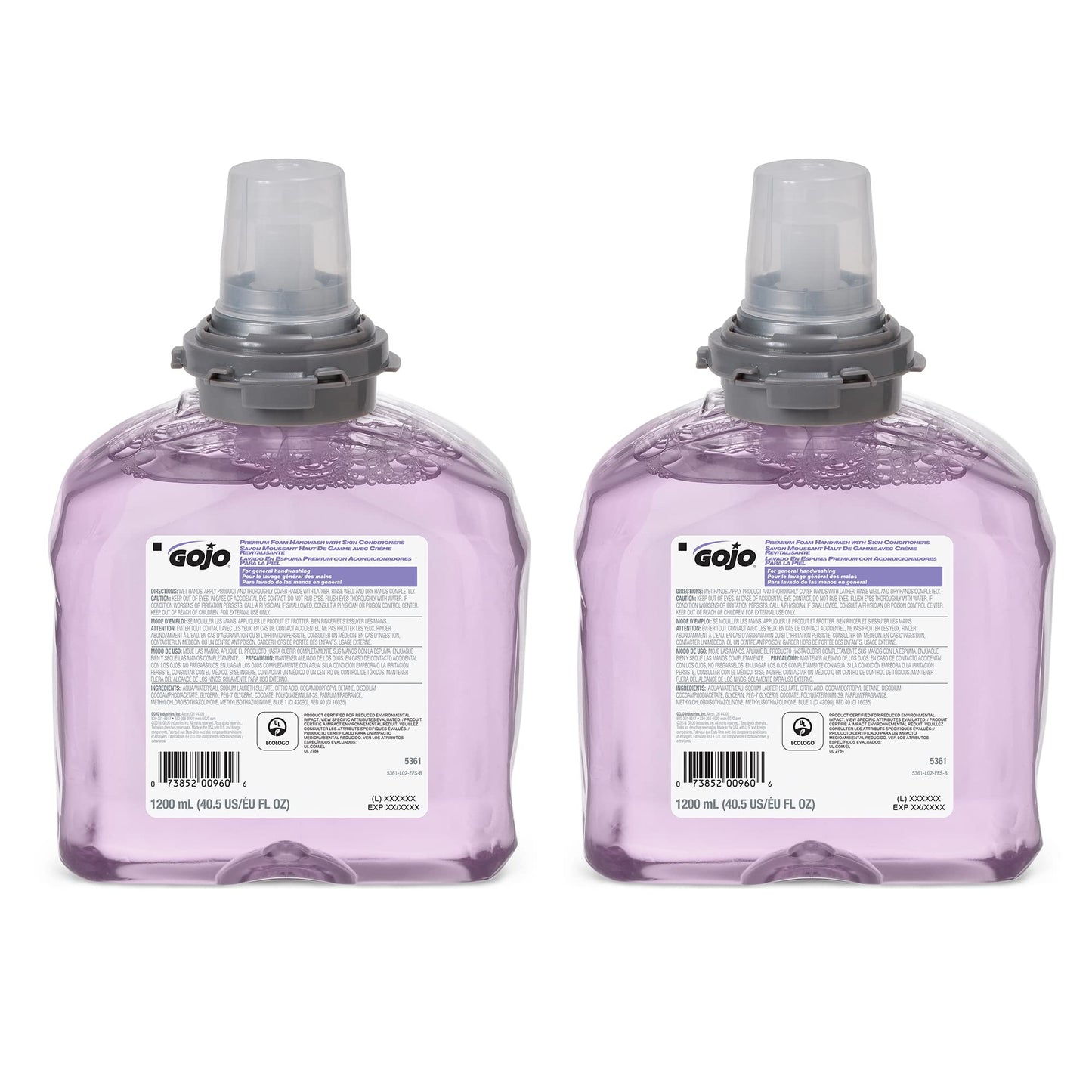 GOJO TFX Foam Soap Refill, Cranberry Scent, 2ct x 1200 mL - 5361-02
