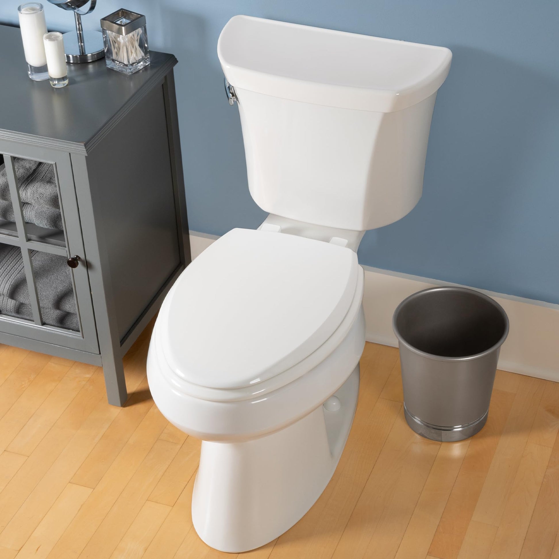 Mayfair Cassel Slow Close Toilet Seat, Easy Clean Non Slip Premium Wood Seat, Easy Install, Made in USA, Elongated, White