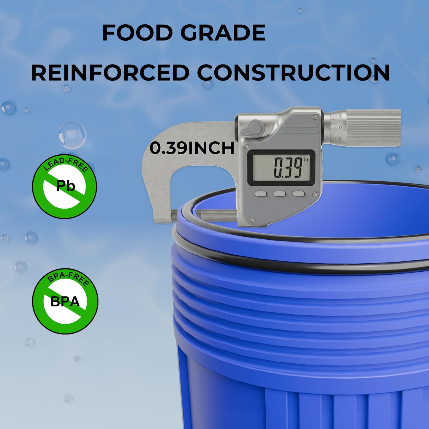 Purcooflow 20" x 4.5" Whole House Water Filter Housing with Bottom Drain Port - 1" NPT Brass Ports, BPA-Free Blue Sump, Double O-Ring Leak-Proof - Fits All Standard 20x4.5 Filters