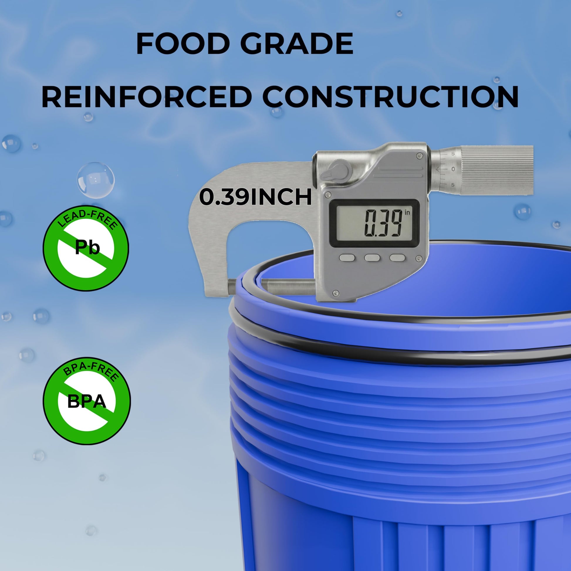 Purcooflow 20" x 4.5" Whole House Water Filter Housing with Bottom Drain Port - 1" NPT Brass Ports, BPA-Free Blue Sump, Double O-Ring Leak-Proof - Fits All Standard 20x4.5 Filters