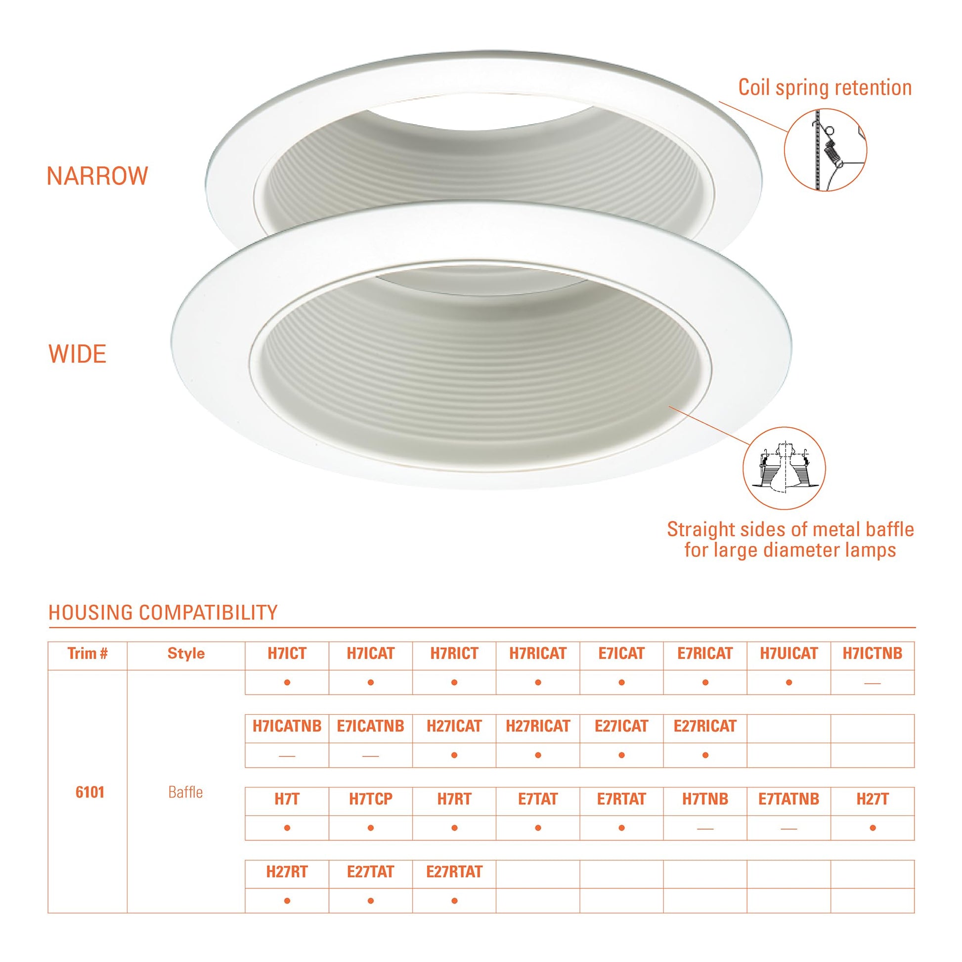 HALO E26 Series 6 in. White Recessed Ceiling Light Fixture Trim with White Straight Side Metal Baffle (6101WB-18PK)