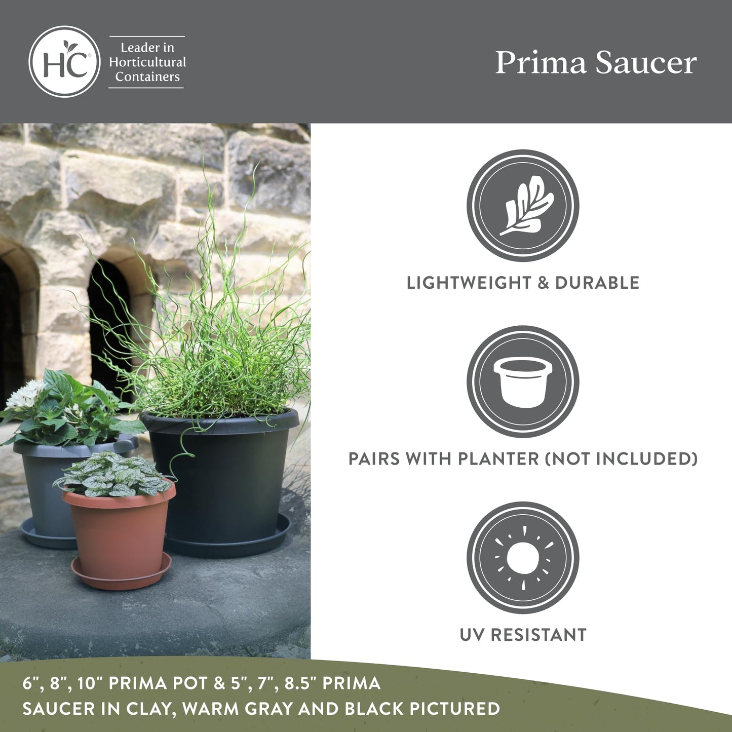 21 Inch Prima Round Plant Saucer, Lightweight 