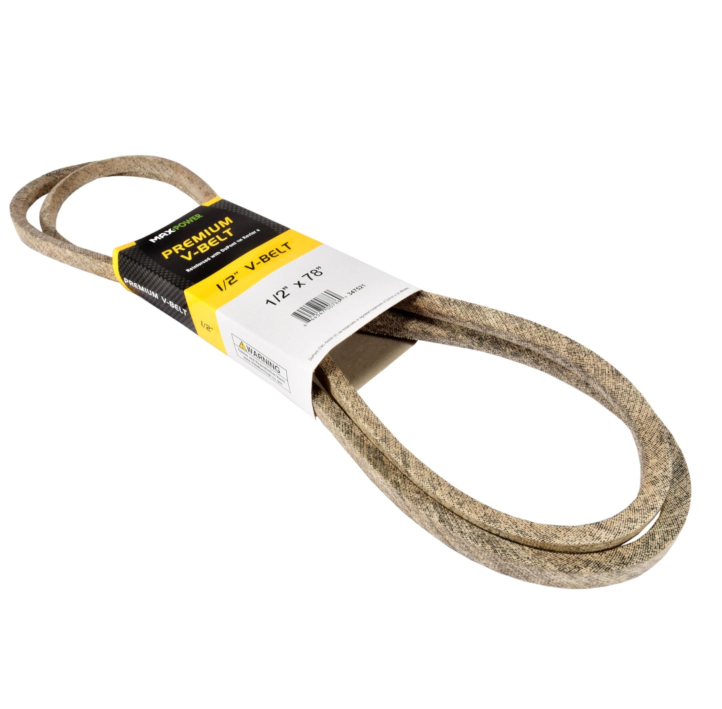 Maxpower 347521 Premium Belt Reinforced with Kevlar Fiber Cords, 1/2" x 78"