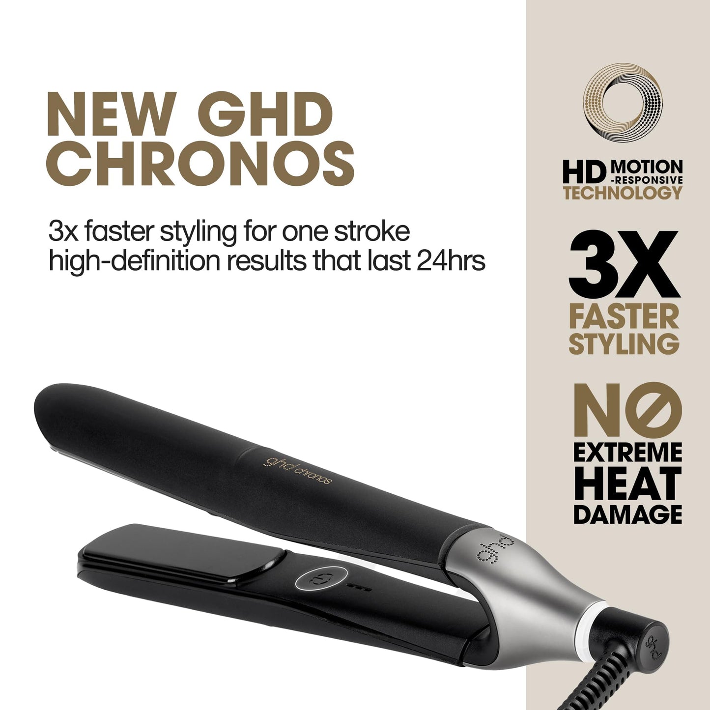 ghd Chronos Styler Smart Flat Iron Hair Straightener, Black