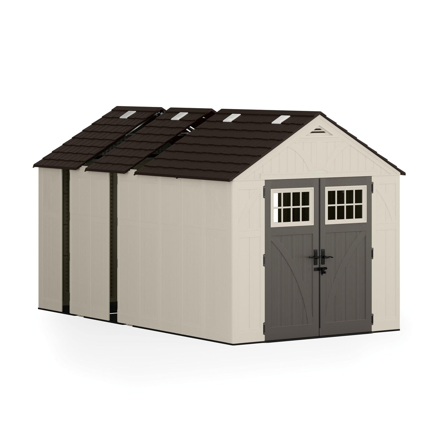 Suncast Customizable Extension Kit for Tremont Shed, 3.5' Additional Storage with Skylights for Enhanced Visibility and Functionality, Vanilla