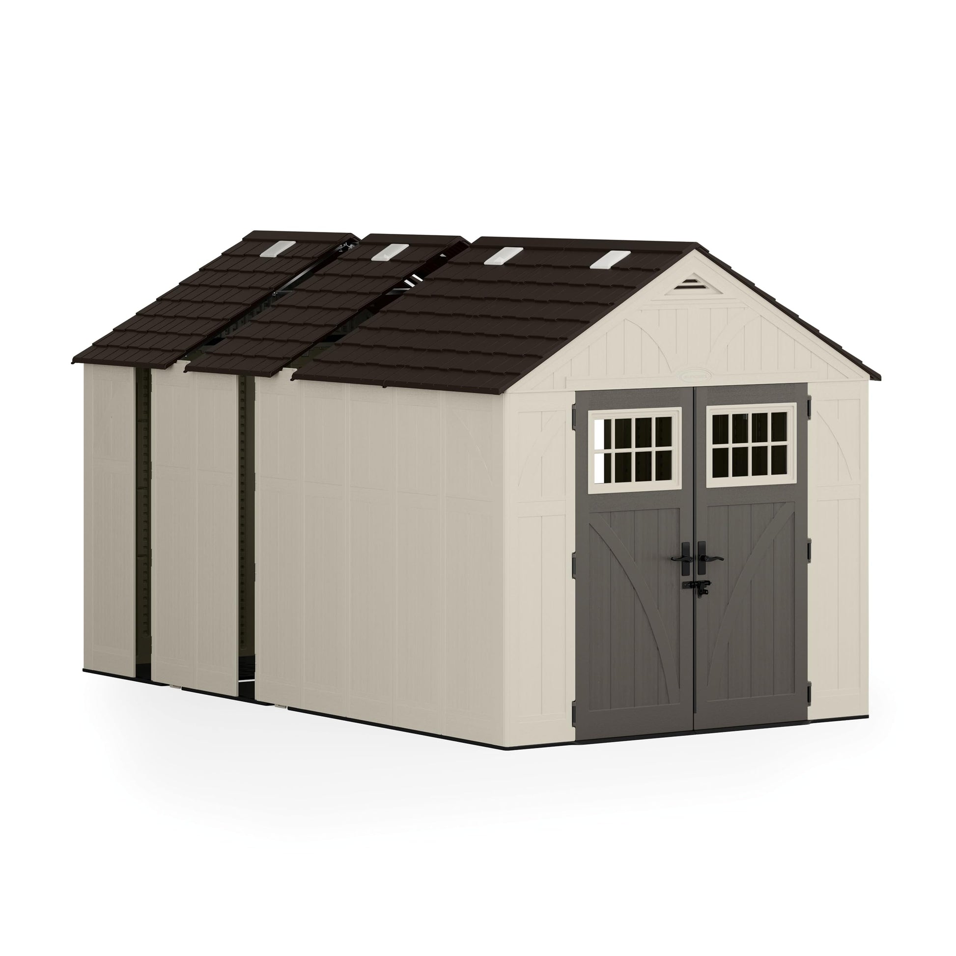 Suncast Customizable Extension Kit for Tremont Shed, 3.5' Additional Storage with Skylights for Enhanced Visibility and Functionality, Vanilla