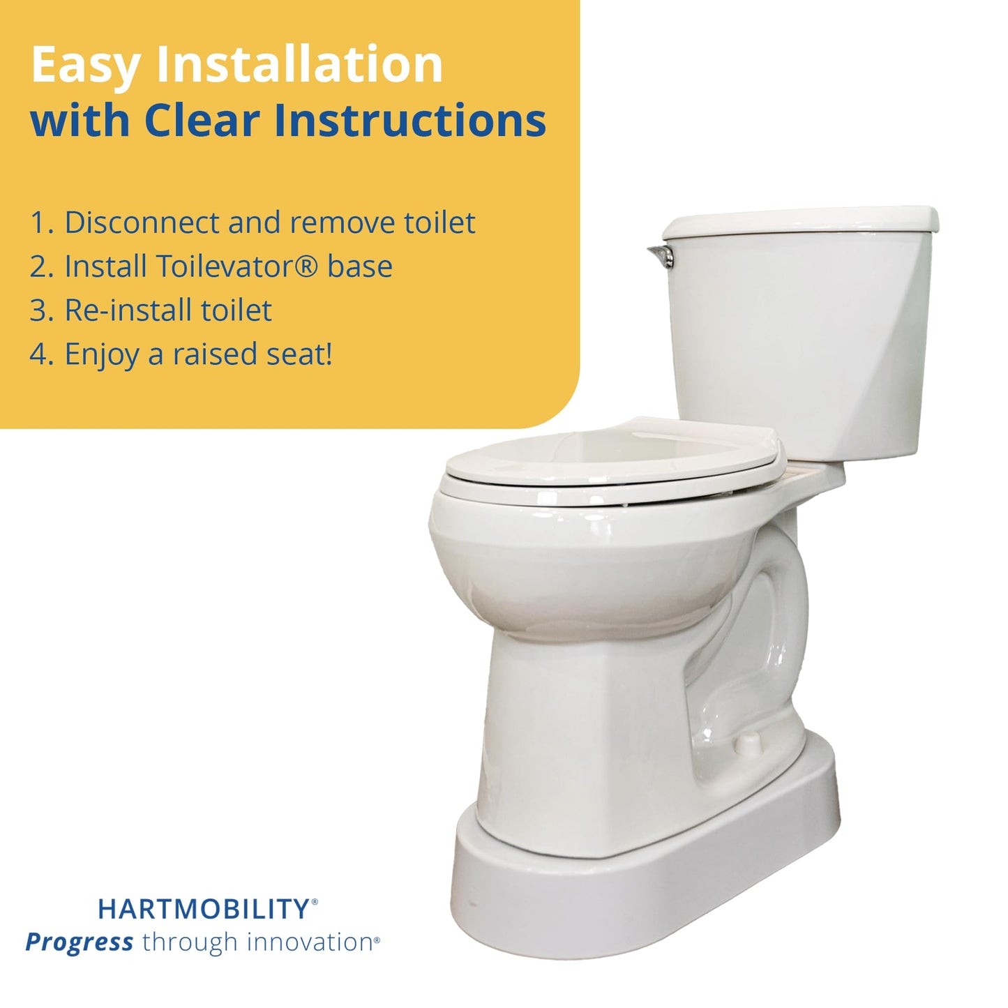 Toilevator Toilet Base Riser 500 lb Capacity 3.5" High Raised Toilet Seat - Toilet Base Plate, Elevated Toilet Seat, Toilet Seat Risers for Seniors, Handicapped Toilet Seat Riser Fits Standard Toilets