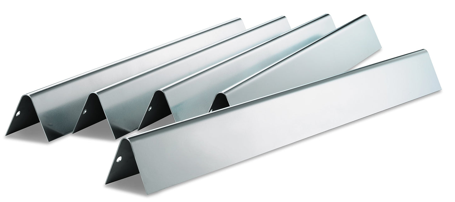 Weber 7540 Stainless Steel Flavorizer Bars (24.5" x 2.375") – 5‑Piece Set for Genesis 300 Series with Side Controls, Durable & Long‑Lasting, Adds Smoky Flavor & Protects Burners