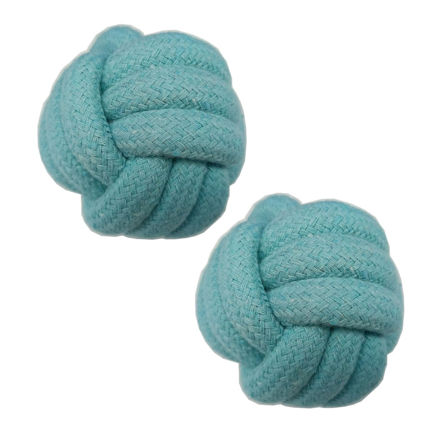 GOGOTAIL 2-Pack Dog Rope Ball Toys – Durable 3" Chew & Teething Balls for Medium & Large Dogs, Tug Play, Teeth Cleaning, Boredom Relief, Natural Cotton, Indoor Outdoor Use, Light Blue
