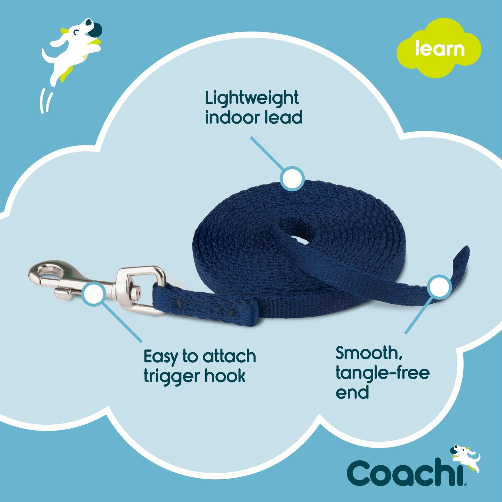 Coachi Puppy Training Line, Toilet Training, Jumping Up, Running Off, Place Avoidance, Chewing, House Manners, Easy to Use, Lightweight Indoor House Lead. Suitable for Puppies & Newly Acquired Dogs