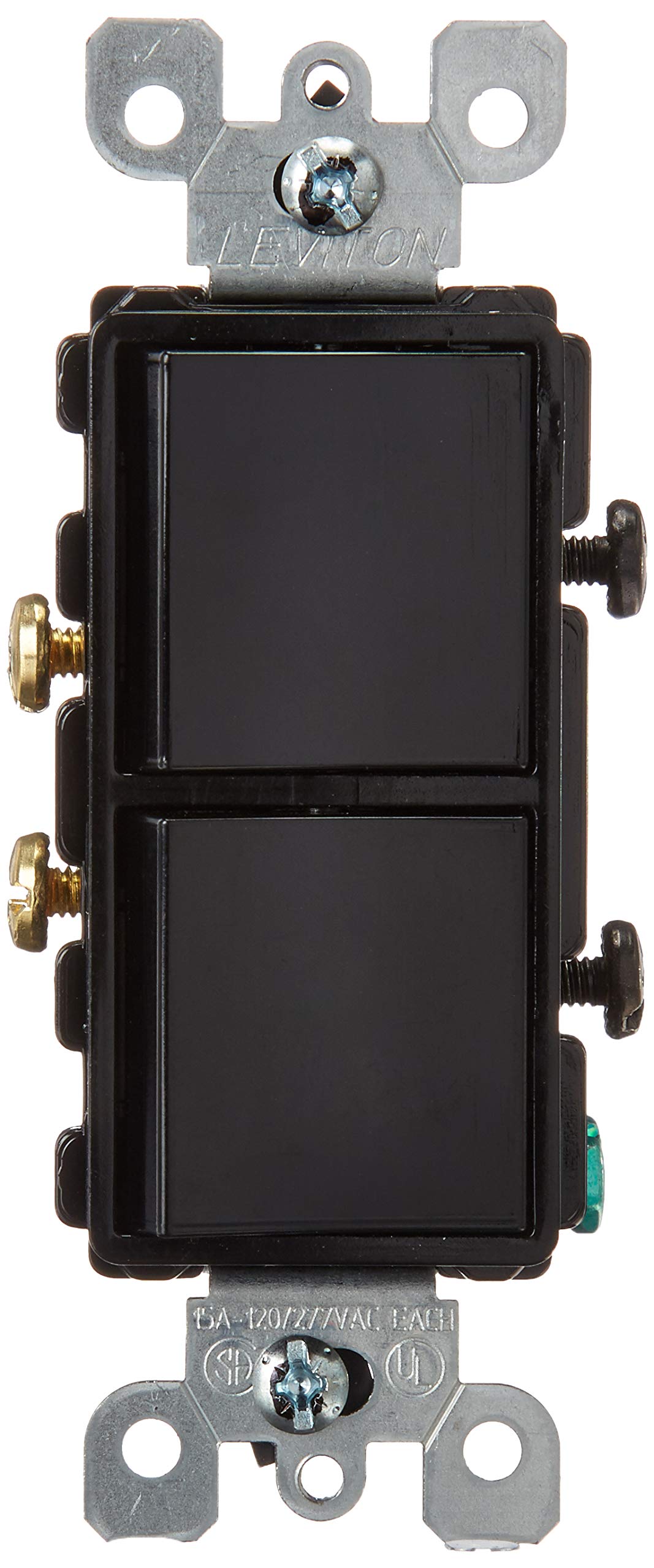 Leviton 15 Amp, 120/277 Volt, Decora Single-Pole, AC Combination Switch, Commercial Grade, Grounding, 5634-E, Black