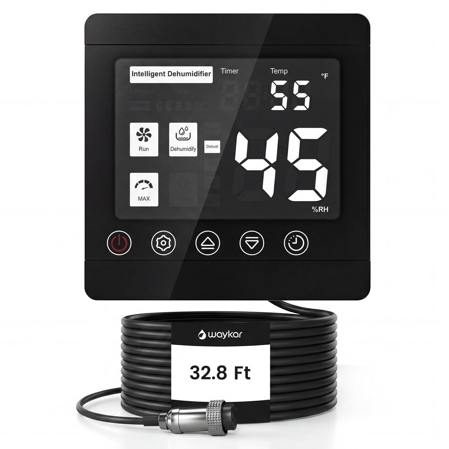 Waykar Remote Control for AFW Series Dehumidifiers – Digital Humidity & Temperature Control, Adjustable Humidity Level, 32.8ft Cable, Sensitive Sensor, Easy Installation, Includes Accessories