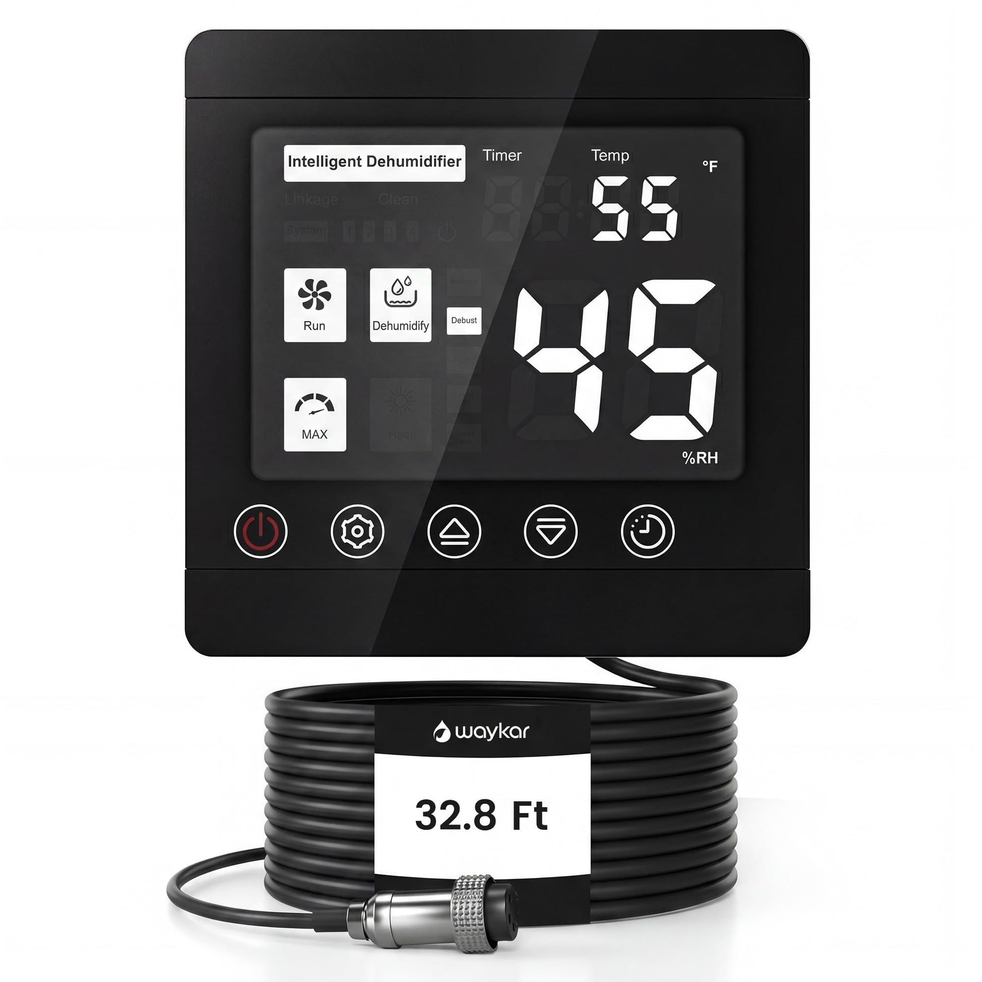 Waykar Remote Control for AFW Series Dehumidifiers – Digital Humidity & Temperature Control, Adjustable Humidity Level, 32.8ft Cable, Sensitive Sensor, Easy Installation, Includes Accessories