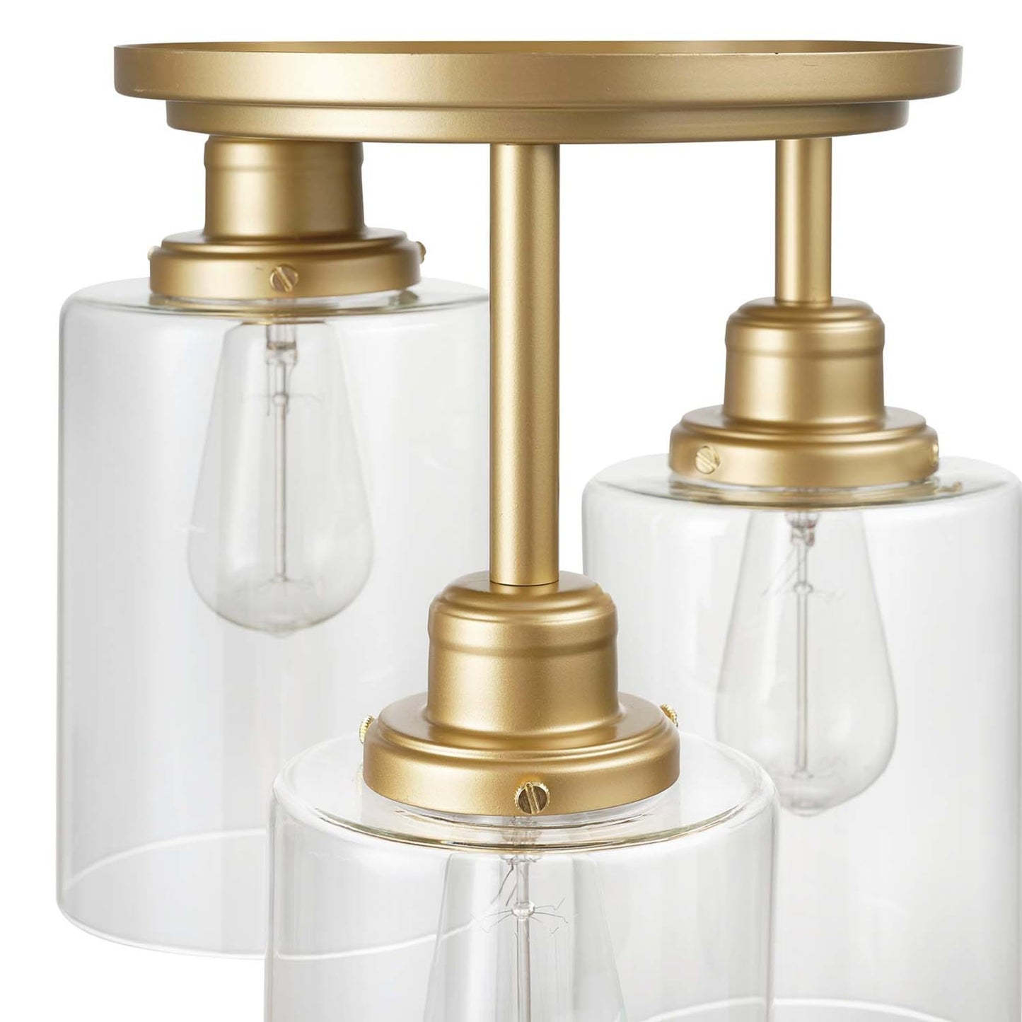 FOR PARTS GLOBE Electric Annecy  3-Light Flush Mount Ceiling Light, Matte Gold, Clear Glass Shades, Bedroom Lighting Fixtures Ceiling, Dining Room Fixture, Timeless Lighting for Hallway or Dining Room