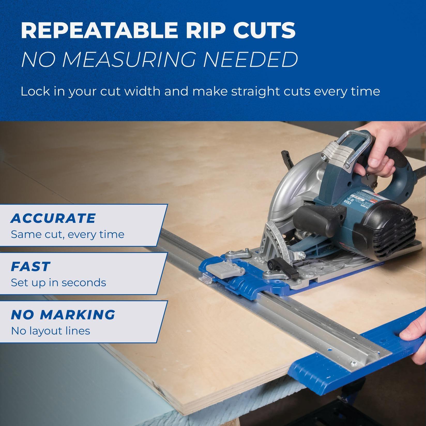 Kreg KMA2685 Rip-Cut Circular Saw Guide - Cutting Tool - Guide is Best for Regular (Side-Blade) Circular Saw - Ensure Compatibility Before Use - Woodworking Tools for Home Improvement