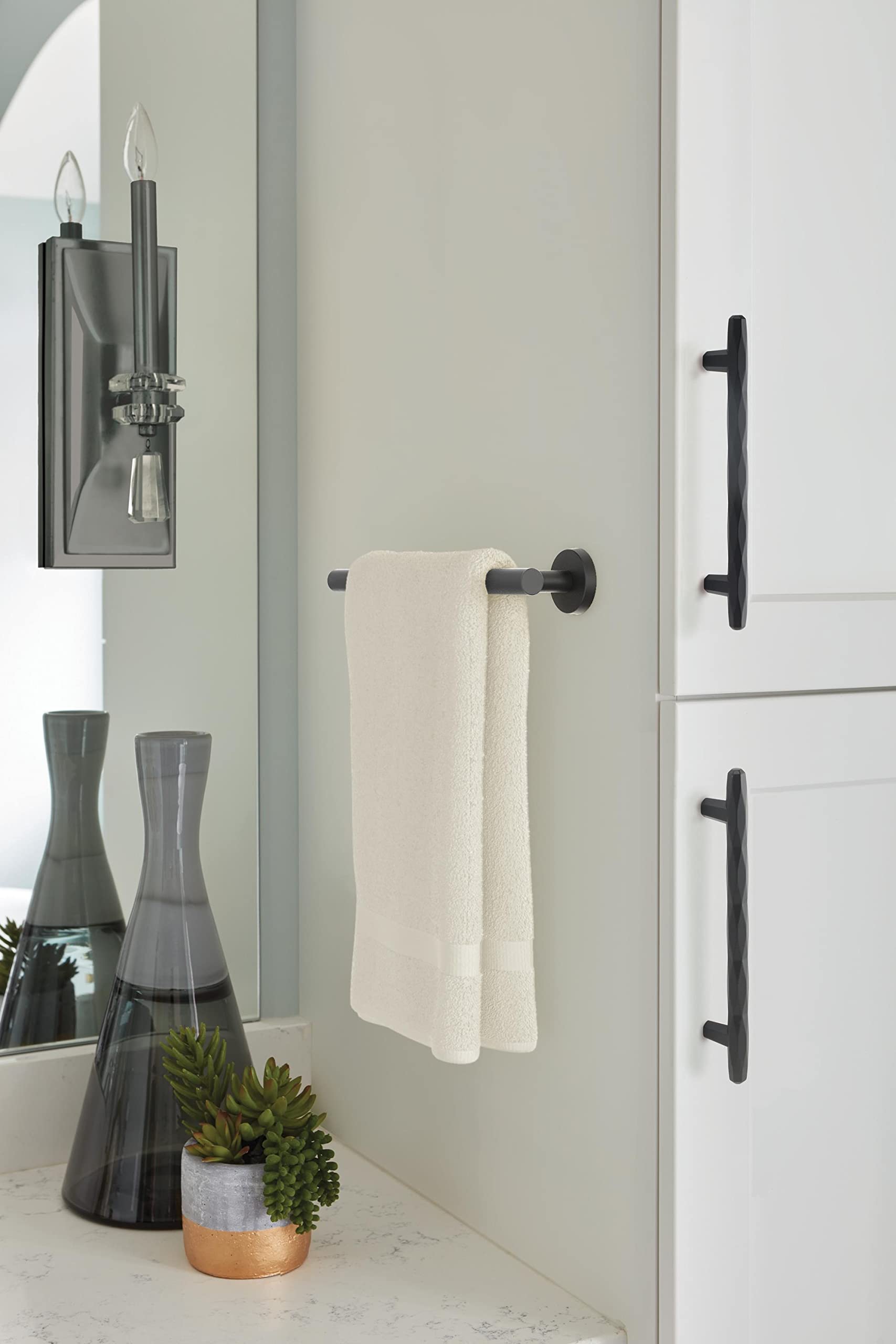 PARTS -MISSING MOUNTING PLATES Amerock BH26546MB | Matte Black Towel Bar | 9 in (229 mm) Towel Rack | Arrondi | Bathroom Towel Holder | Bathroom Hardware | Bath Accessories