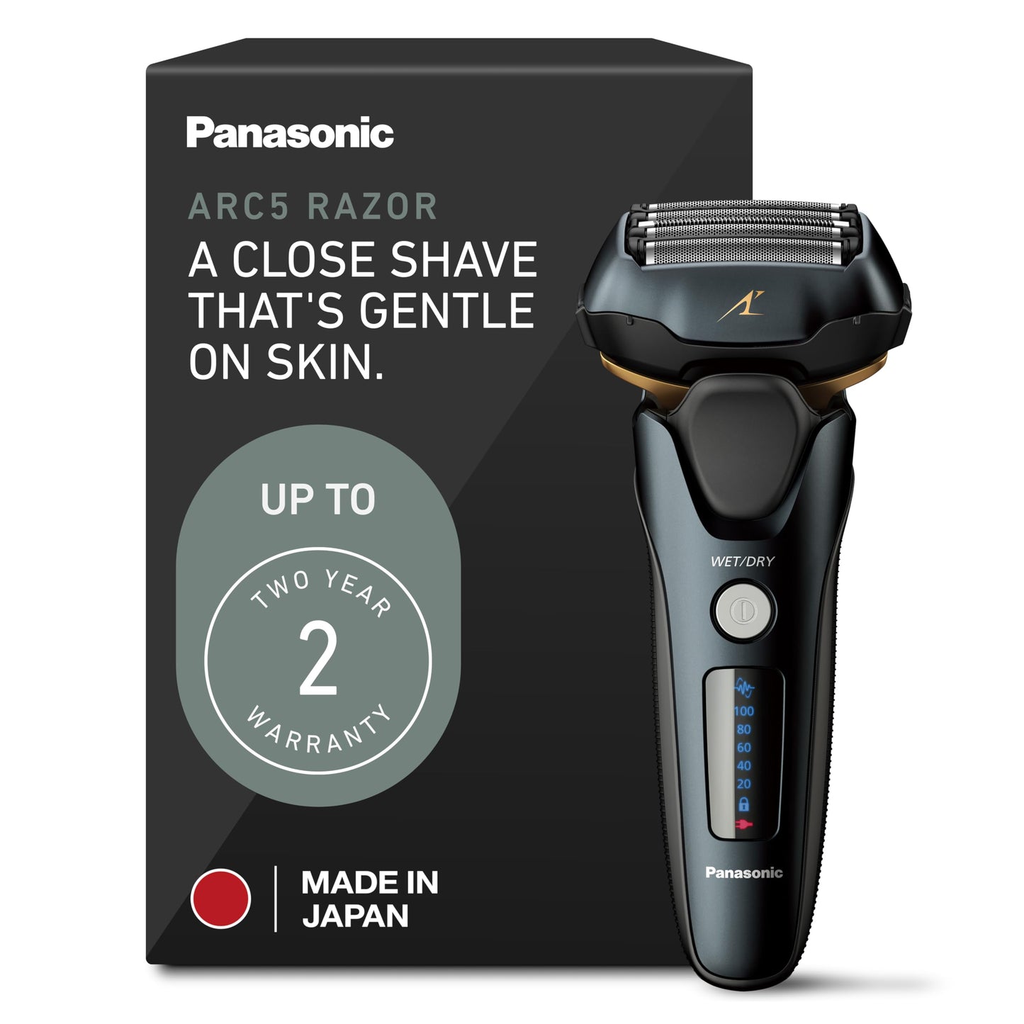 Panasonic Arc5 Electric Razor for Men with Pop-Up Trimmer, Wet/Dry 5-Blade Shaver, Mens Electric Razors for Shaving Face with Intelligent Shave Sensor and 16D Pivoting Head, ES-LV67-K (Black)