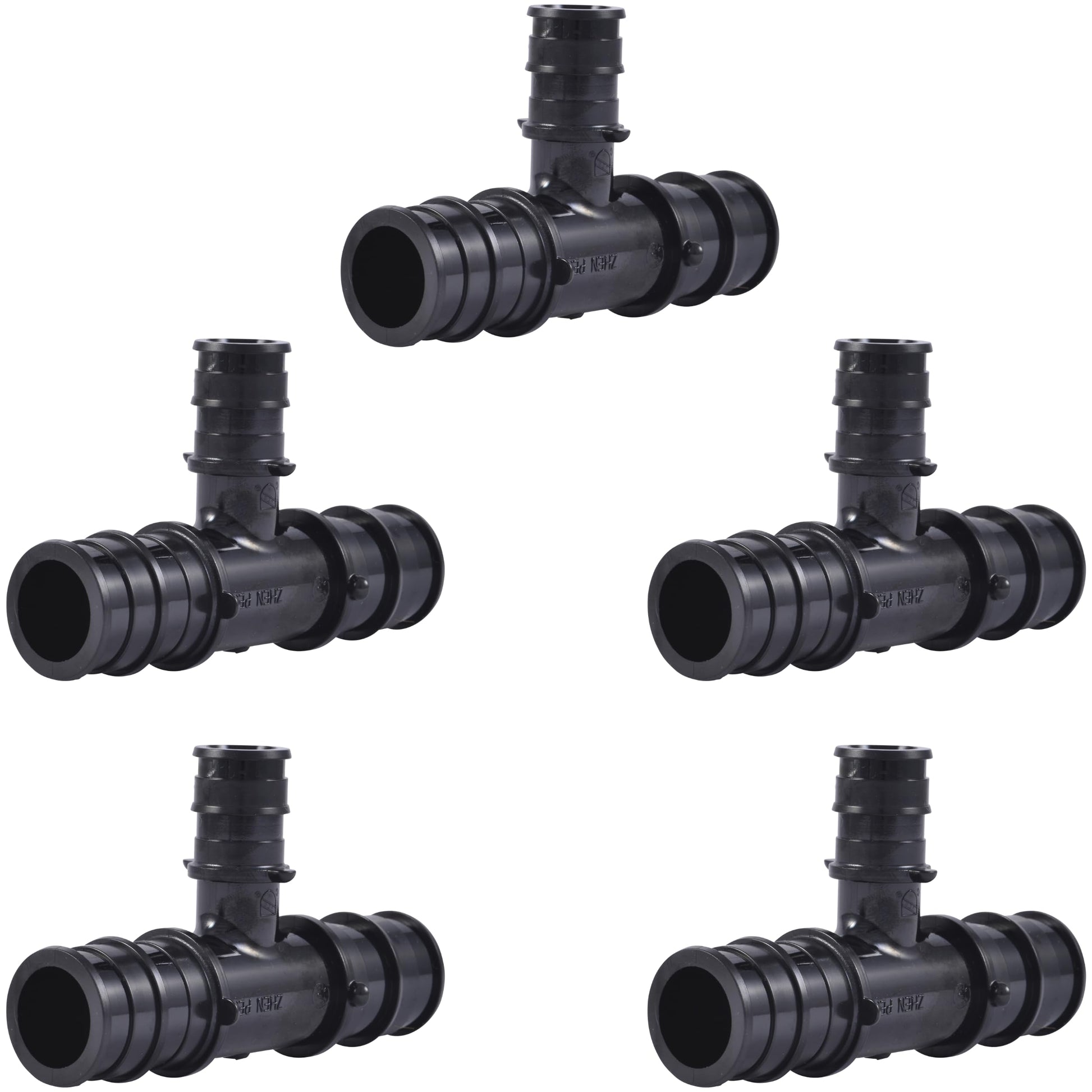 SharkBite 3/4 Inch x 3/4 Inch x 1/2 Inch Poly Expansion Reducing Tee for PEX-A Pipe, Pack of 5, Plastic Plumbing Fittings, Reducing Tee for PEX-A Tubing, UA412A5