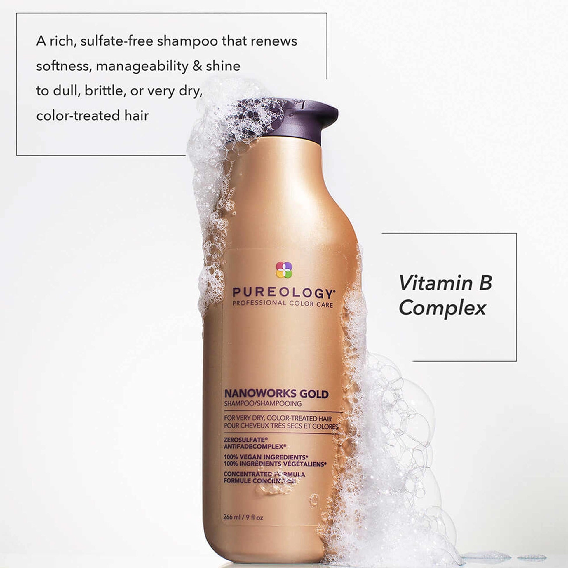 Pureology Nanoworks Gold Shampoo – For Very Dry Hair, 9 fl oz