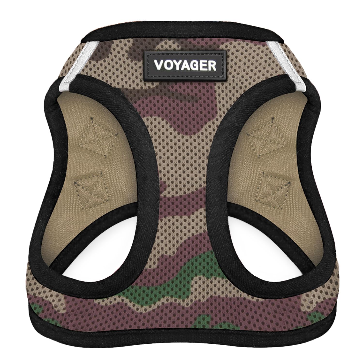 Best Pet Supplies Voyager Step-in Air Harness - All Weather Mesh, Reflective, No Pull Harness for Dogs, Cats - Secure with Hook & Loop Fastener, Buckle, Double D-Rings - Army/Black Trim, S