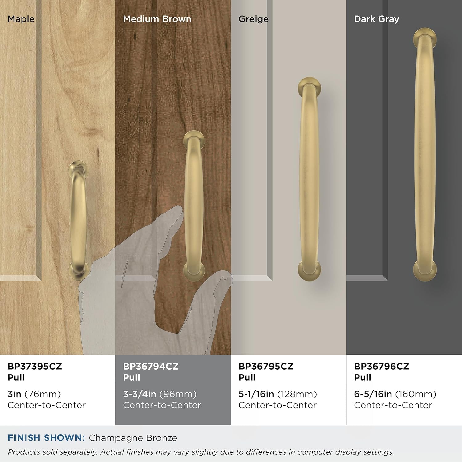 Amerock | Cabinet Pull | Champagne Bronze | 3-3/4 inch (96 mm) Center-to-Center | Renown | 1 Pack | Drawer Pull | Cabinet Handle | Cabinet Hardware BP36794CZ