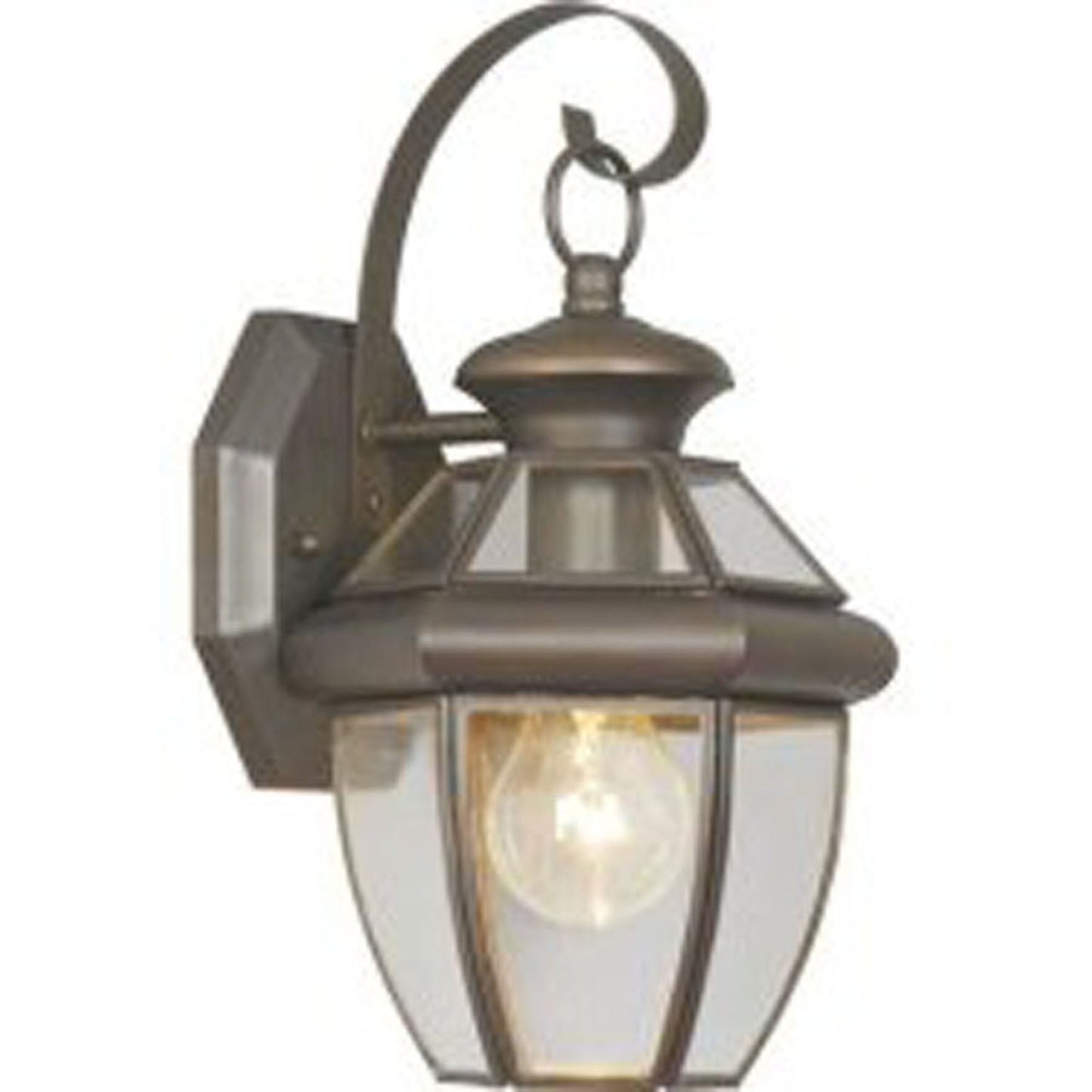 Livex Lighting 2051-07 Monterey 1 Light Outdoor Bronze Finish Solid Brass Wall Lantern with Clear Beveled Glass